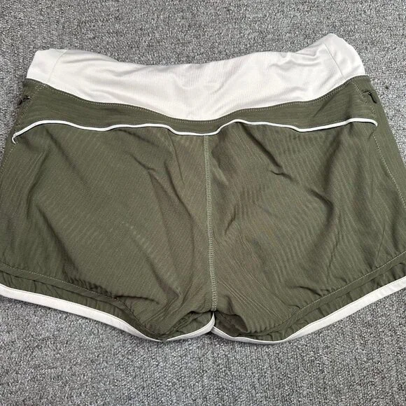 Hylete Olive Green Cream White Scalloped Running Short Women's Size Small - Picture 5 of 6
